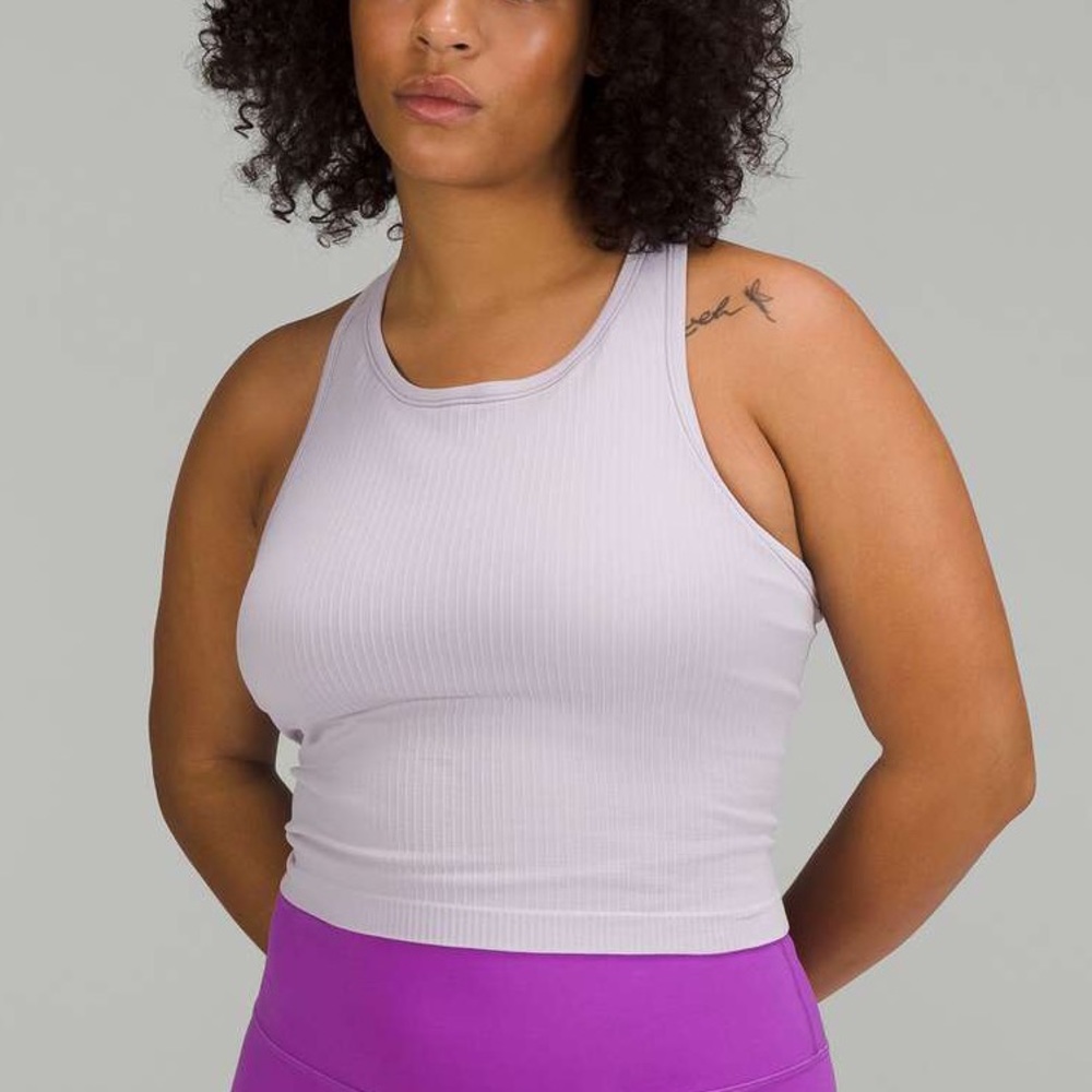 lululemon Ebb to Street Cropped Racerback Tank Top - NWT Faint Lavender Size 12